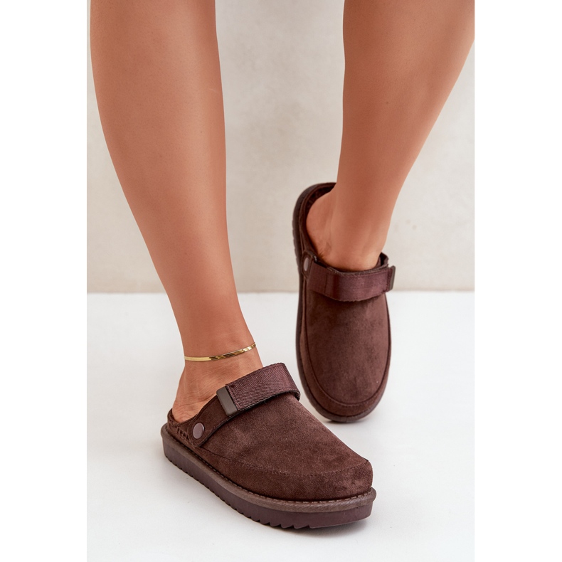 Ciabatte da donna isolanti con plateau, cioccolato marrone 2