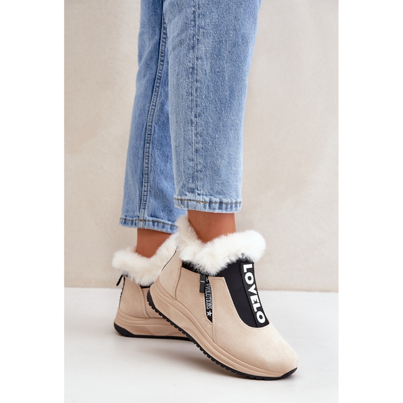 Stivaletti da Donna con Pelliccia, Beige 2
