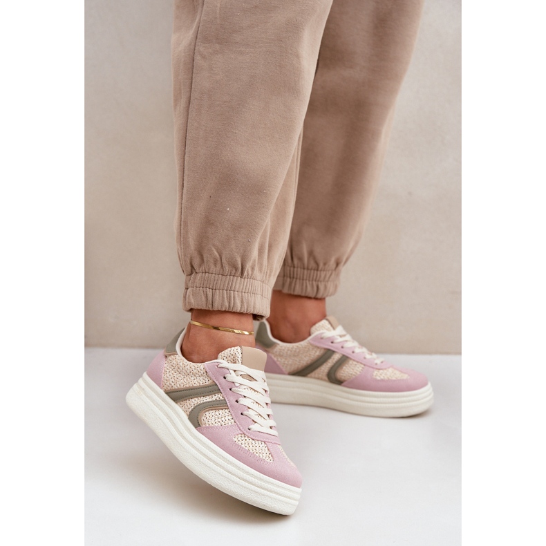 Sneakers Da Donna Con Platform Intrecciata Rosa/Multicolor 2