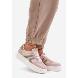 Sneakers Da Donna Con Platform Intrecciata Rosa/Multicolor 1