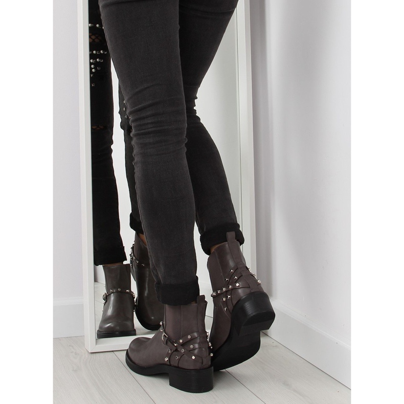 Stivaletti Chelsea da donna grigi grigi con borchie grigio 2