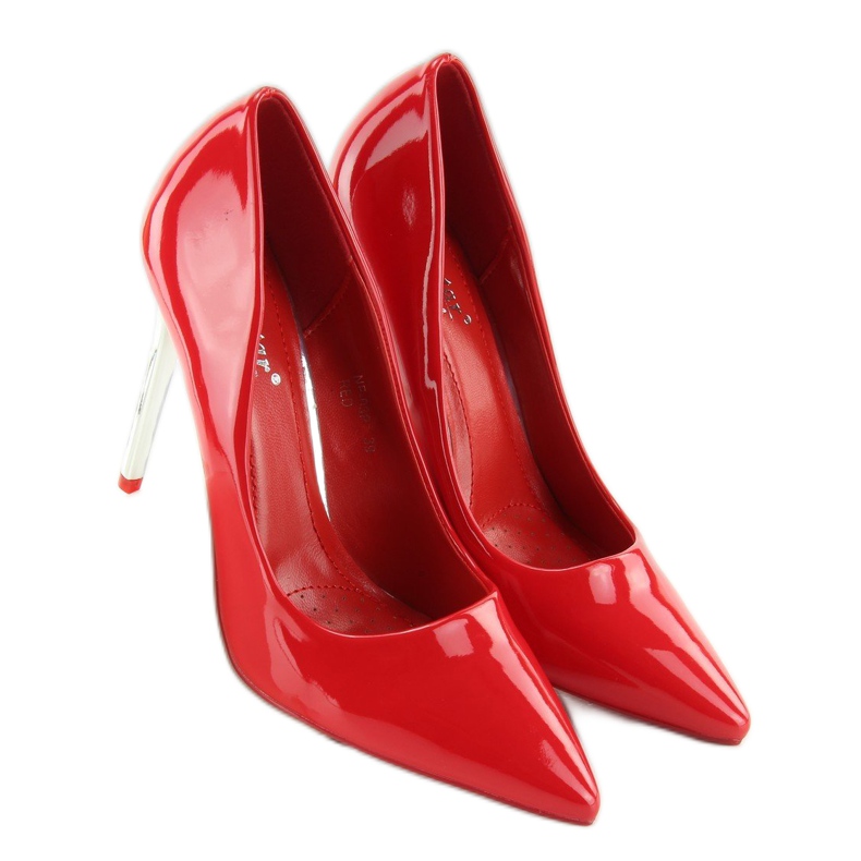 Décolleté rosse con tacco argento NF03 Rosso 2
