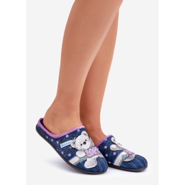 Scarpe da casa da donna Pantofole con orsetto Inblu GF000025 Blu Navy 1