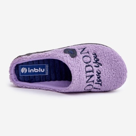 Inblu Pantofole in pelle di pecora viola da donna con pelliccia 2