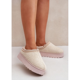 Stivali da neve con plateau da donna con ricamo, beige chiaro 2