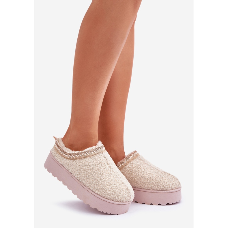 Stivali da neve con plateau da donna con ricamo, beige chiaro 1