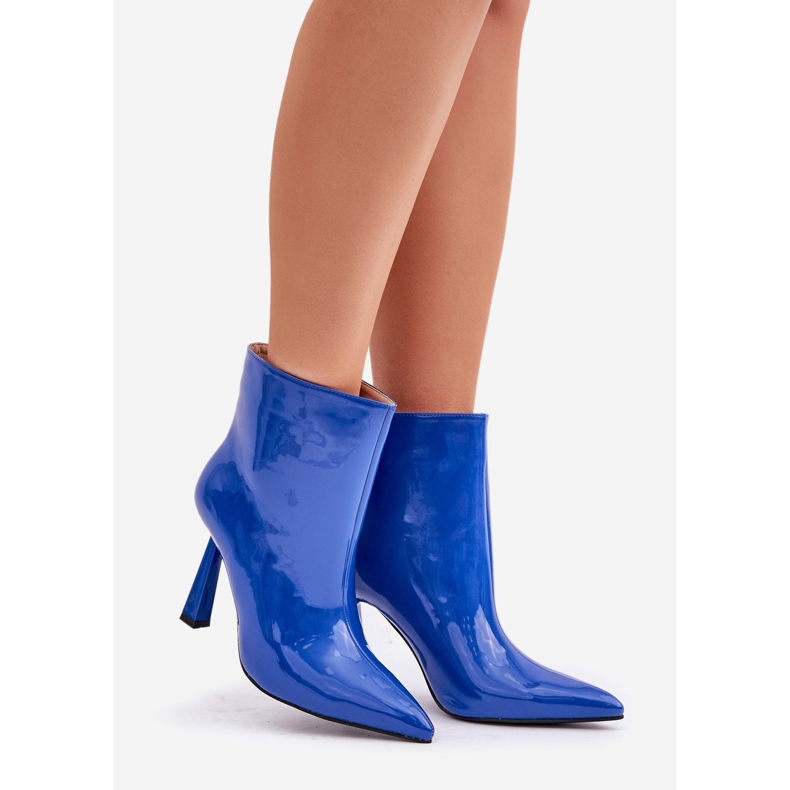 Stivaletti slip-on in vernice blu 1