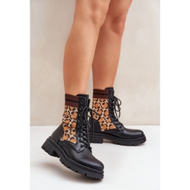 Stivaletti Worker Da Donna Con Stampa Leopardata Penthis Nero 2