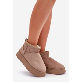 Doposci con plateau realizzati in eco suede, colore beige scuro 1