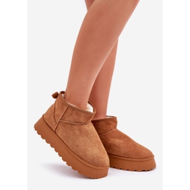Doposci con plateau realizzati in eco-camoscio Camel marrone 1