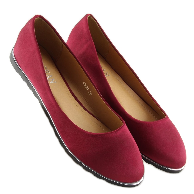Ballerine satin bordeaux A8621 rosse rosso 1