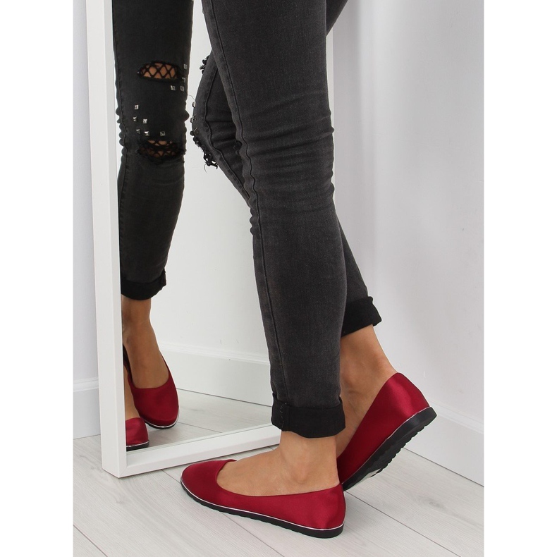 Ballerine satin bordeaux A8621 rosse rosso 2