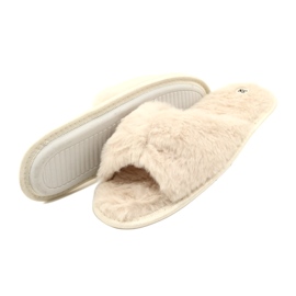 Evento Pantofole da donna con pelliccia morbida 20PA36-3360 beige 4