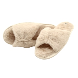 Evento Pantofole da donna con pelliccia morbida 20PA36-3360 beige 3