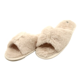 Evento Pantofole da donna con pelliccia morbida 20PA36-3360 beige 2