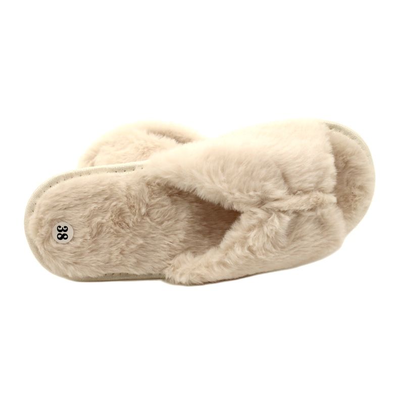 Evento Pantofole da donna con pelliccia morbida 20PA36-3360 beige 5