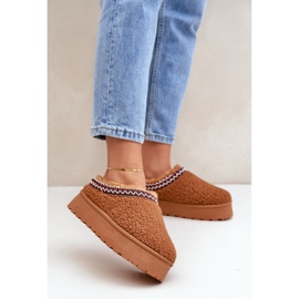 Doposci da donna con plateau color cammello marrone 1