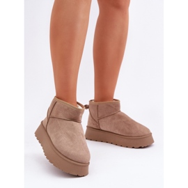 Doposci da donna con plateau, in camoscio beige 1