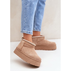 Doposci da donna con plateau, in camoscio beige 1