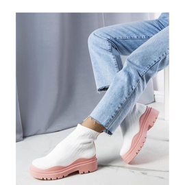 Stivaletti a calza bianchi con suola rosa Cali - Solea bianco 1
