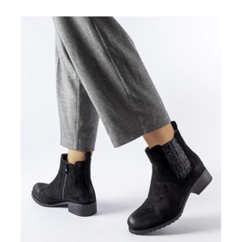 Stivaletti piatti neri con inserto decorativo di Arnoux - Solea nero 1