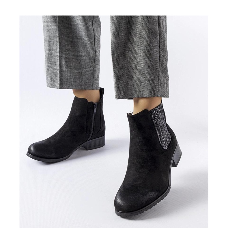 Stivaletti piatti neri con inserto decorativo di Arnoux - Solea nero 2
