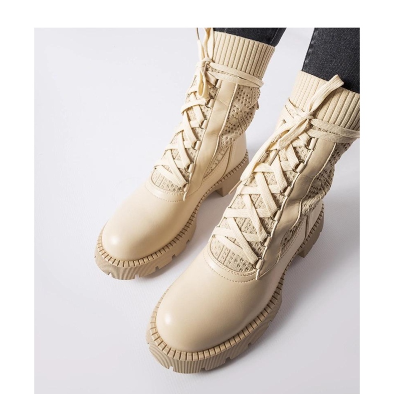 Stivaletti a calza traforati beige di Portico - Solea 1