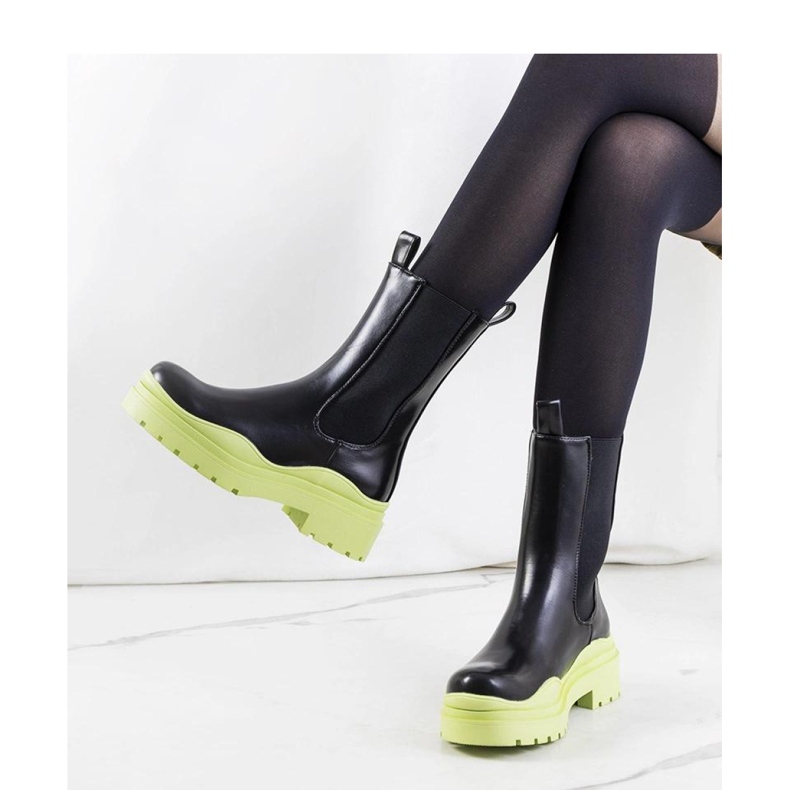 Stivaletti neri con suola verde Nester - Solea nero 1