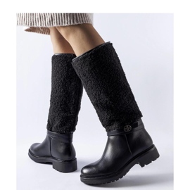 Stivali neri decorati con pelliccia Plains - Solea nero 1