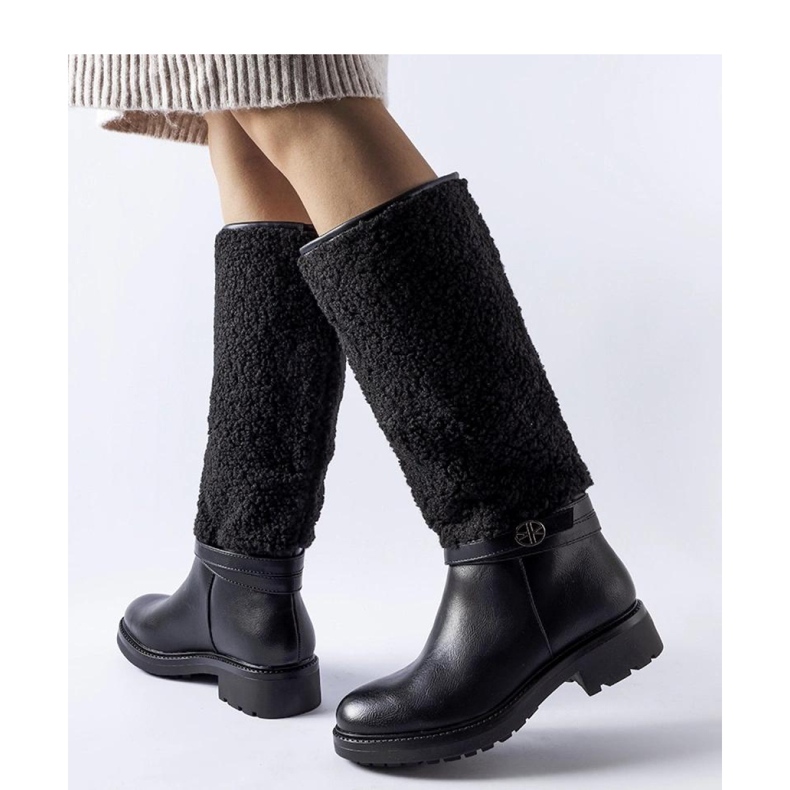 Stivali neri decorati con pelliccia Plains - Solea nero 1
