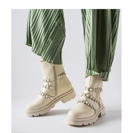 Stivaletti beige decorati con perle Callicratide - Solea 1