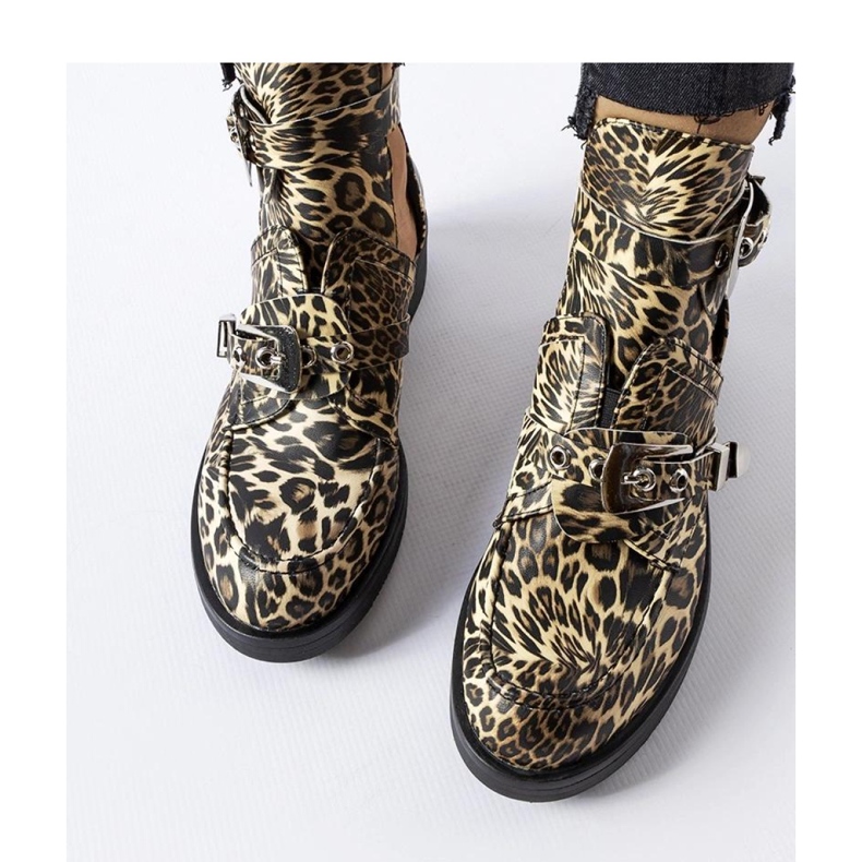 Stivali con intagli leopardati nero 1
