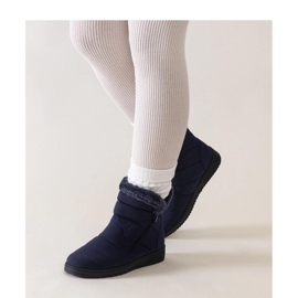 Doposci blu navy decorati con pelliccia 1