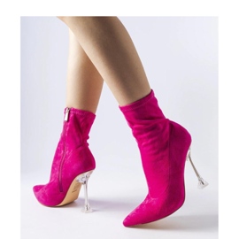 Stivaletti rosa con tacco decorativo 1