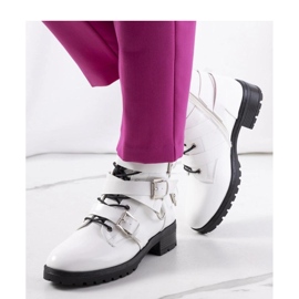 Stivaletti da donna con cerniera e fibbie, colore bianco 1