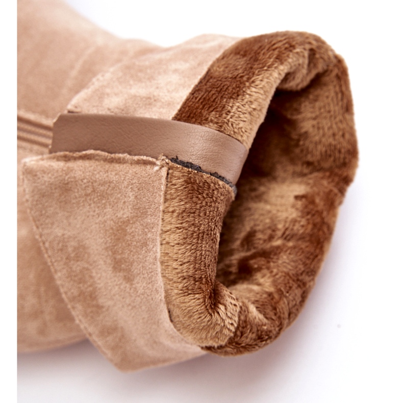 Evento Stivali isolanti da donna Shavy beige con tomaia increspata su tacco alto 1