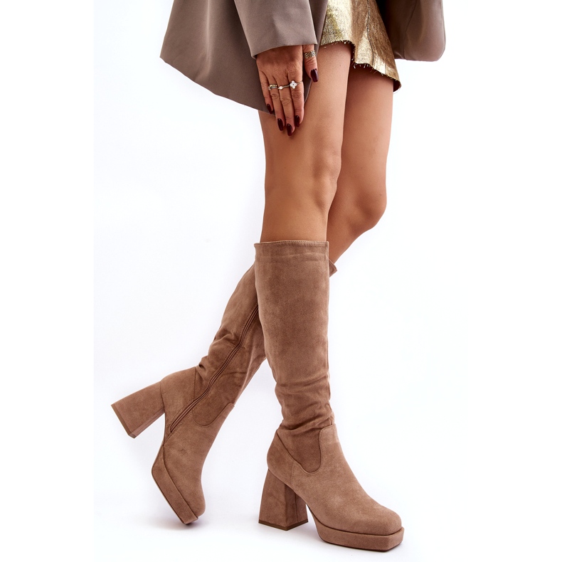 Ideal Shoes Stivali isolanti beige da donna 3