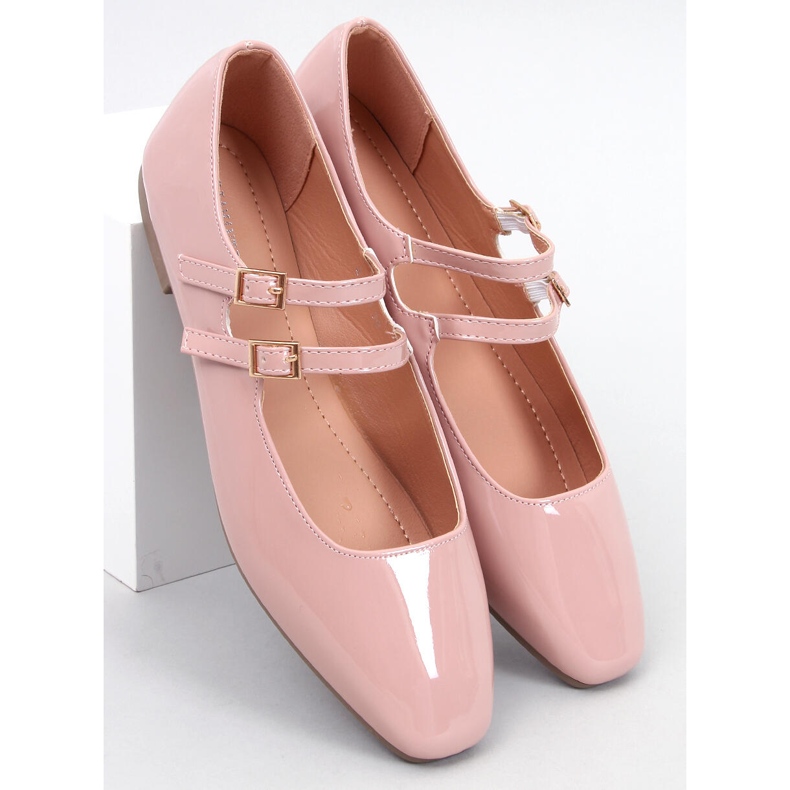 Ballerine in vernice Mary Jane color nudo rosa 1