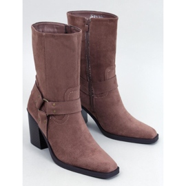 Stivali da cowboy in pelle scamosciata color kaki marrone 1