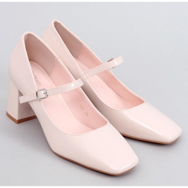 Décolleté con tacco alto in stile Mary Jane Beige 1