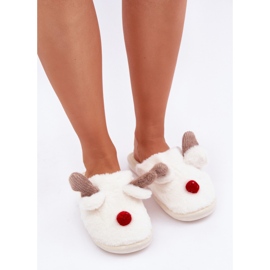 Pantofole da donna con motivo renne bianca 1