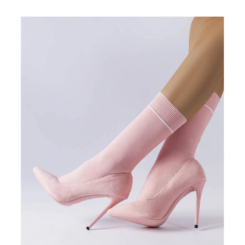Stivaletti a calza rosa con tacco alto Pelletier - Solea 1