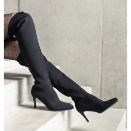 Stivali slip-on neri con tacco alto e tomaia elastica nero 1