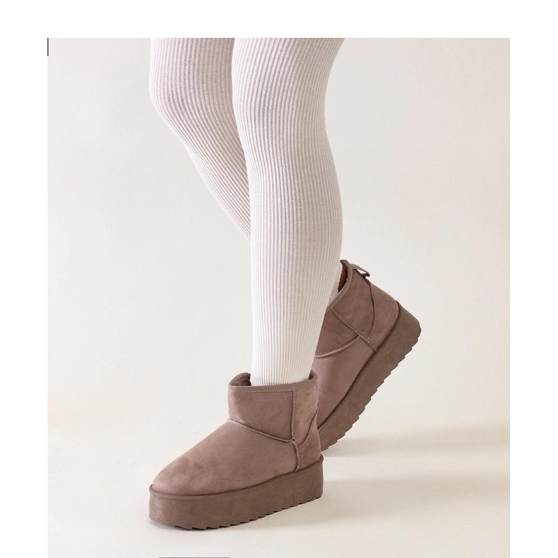 Doposci casual beige scuro con plateau alto 1