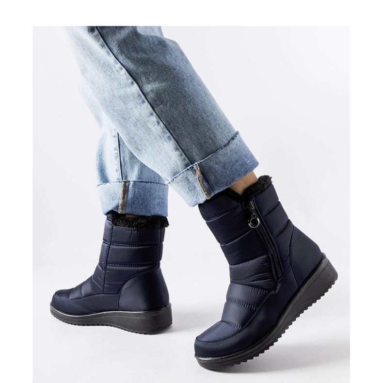 Doposci blu navy con zeppa bassa 1
