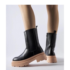 Stivaletti neri con suola rosa chiaro nero 2