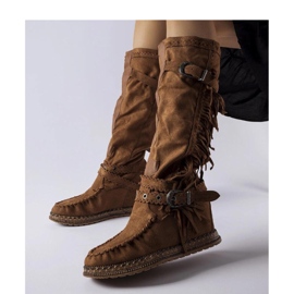 Stivali marroni con zeppa indoor marrone 1