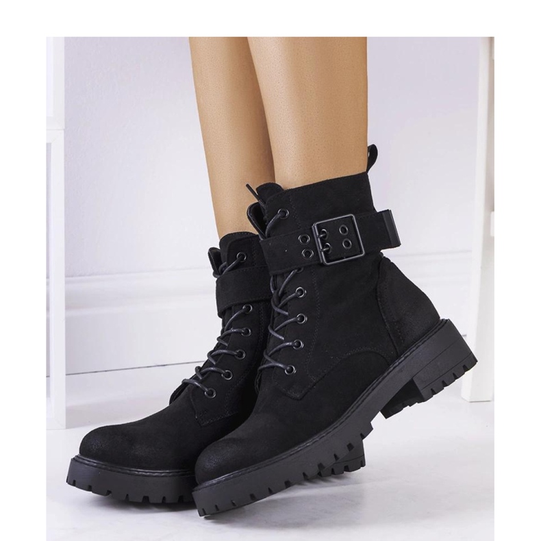 Stivaletti stringati da donna neri nero 1
