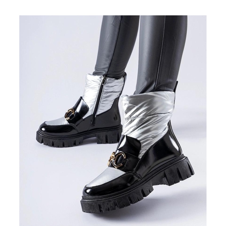 Doposci in vernice nera e argento nero 2