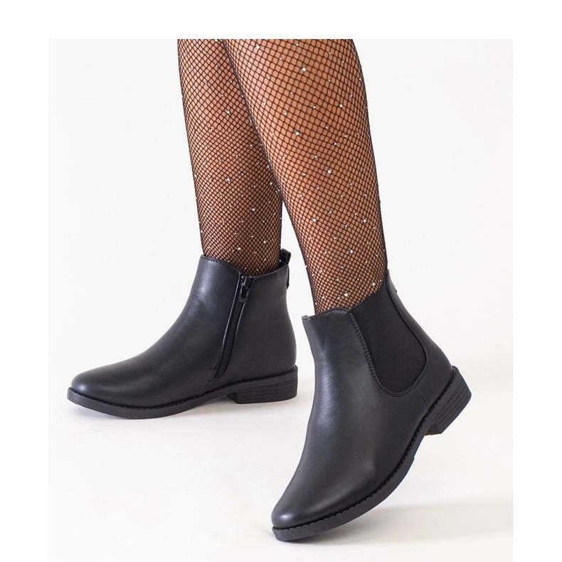 Stivaletti classici neri con inserto elastico nero 1